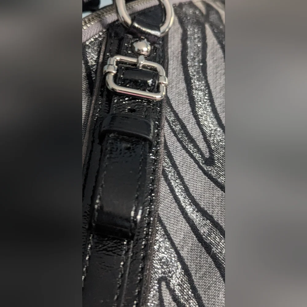 EUC Coach Madison silver zebra print canvas with black patent leather handles - Picture 12 of 13